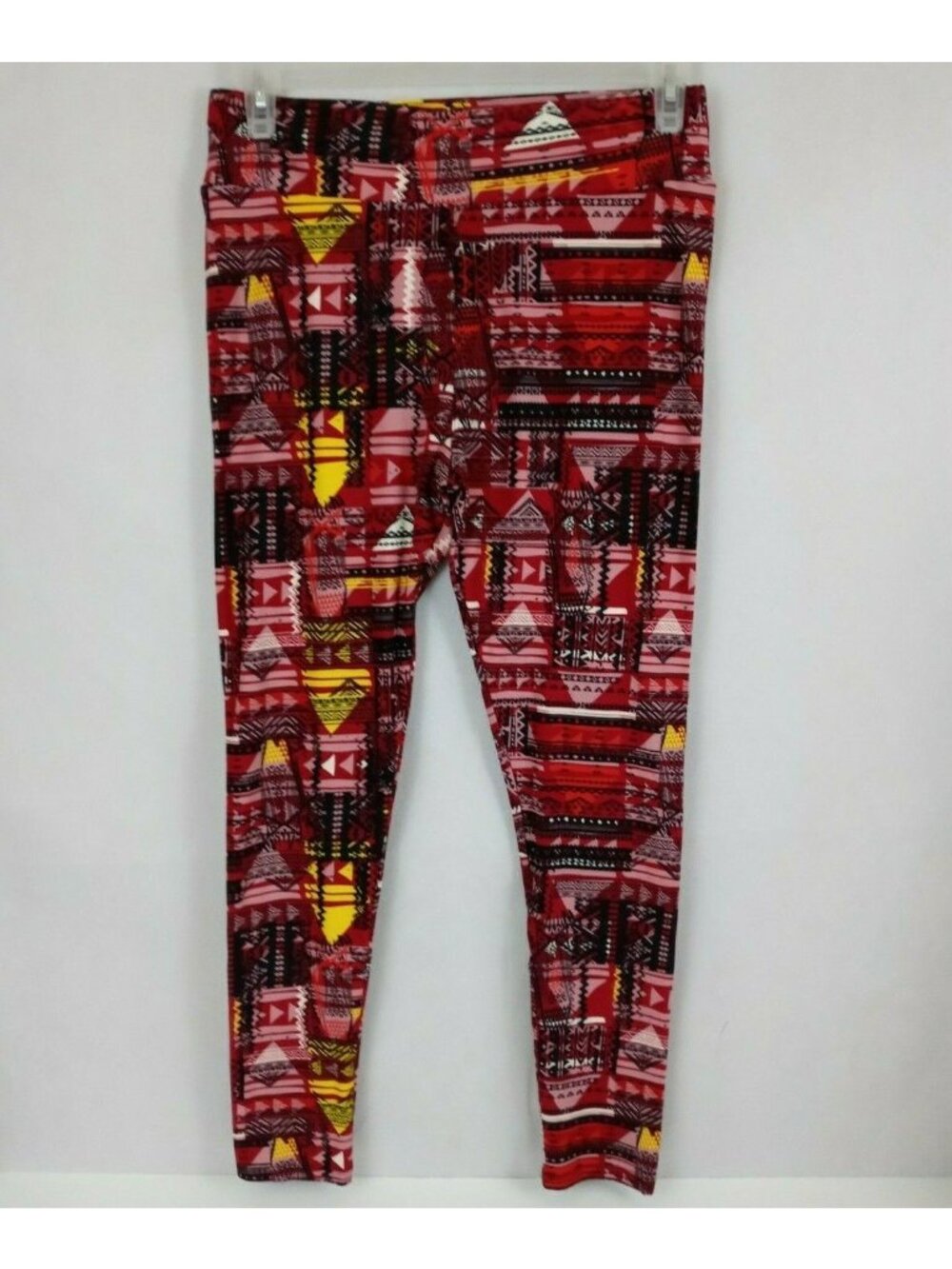 New LuLaRoe Tall & Curvy Leggings Red, Yellow, Black, & White Abstract Design